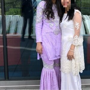 Lavender Velvet Sharara kurta set- XS